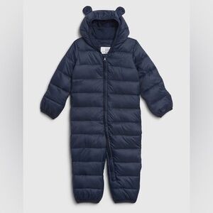Baby GAP Upcycled Lightweight Snowsuit with Bear Ears - Navy Blue 0-6M